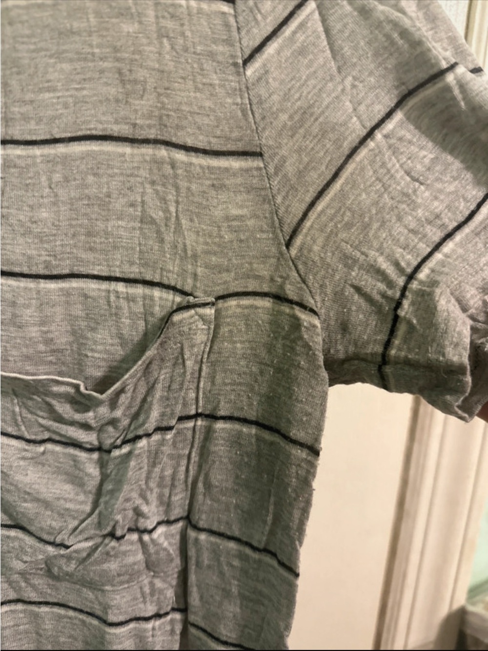 SO Gray Striped Scoop Neck Pocket Tee - Picture 6 of 7